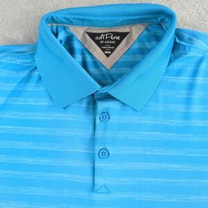 Adidas Polo Shirt Mens‎ Medium Blue Striped Golf Performance adiPure Lightweight